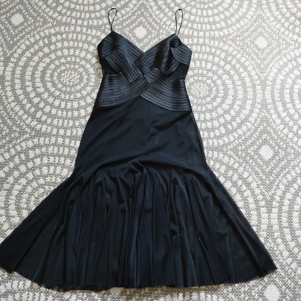 Evening Bandage‎ Corset Dress SMALL Black Mesh Flair Vampire Fairygoth VTG Sheer - Picture 10 of 16